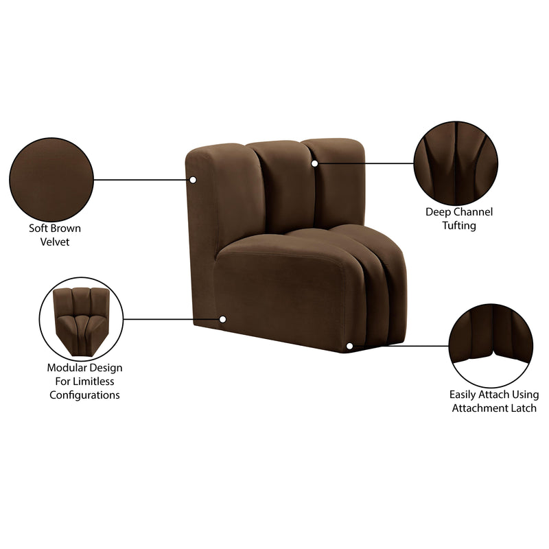 Meridian Arc Brown Velvet Curved Corner IMAGE 8