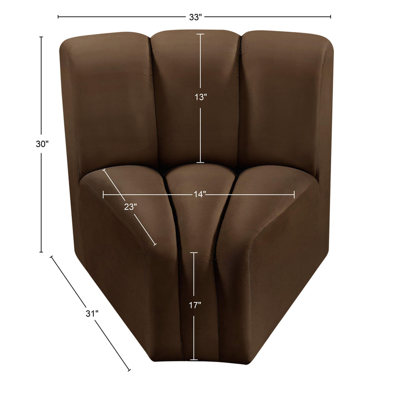Meridian Arc Brown Velvet Curved Corner IMAGE 9