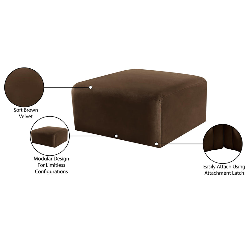Meridian Arc Brown Velvet Ottoman IMAGE 7