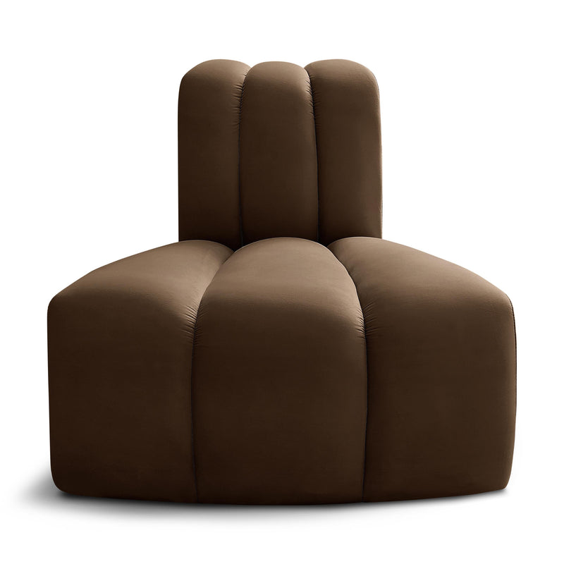 Meridian Arc Brown Velvet Reverse Corner IMAGE 1