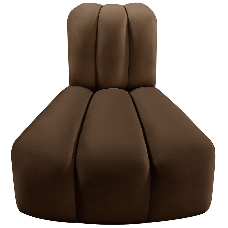 Meridian Arc Brown Velvet Reverse Corner IMAGE 4