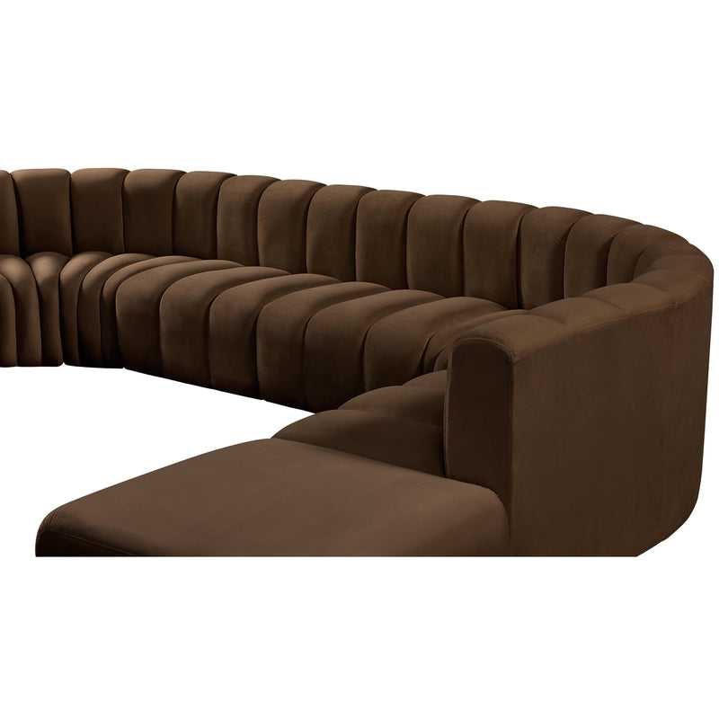 Meridian Arc Brown Velvet 10 pc Modular Sectional IMAGE 10