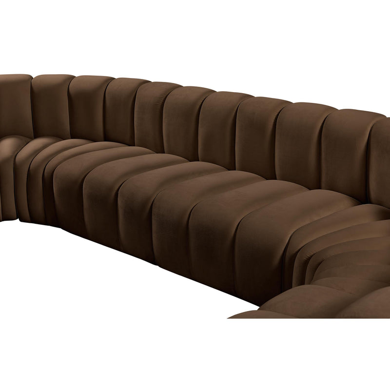 Meridian Arc Brown Velvet 10 pc Modular Sectional IMAGE 13