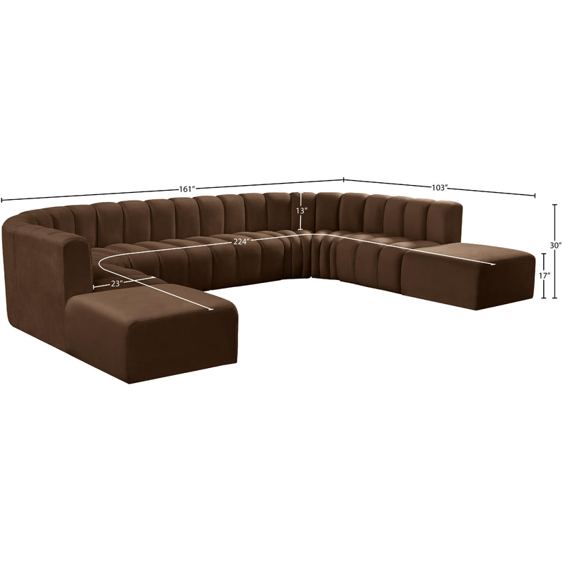 Meridian Arc Brown Velvet 10 pc Modular Sectional IMAGE 16