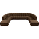 Meridian Arc Brown Velvet 10 pc Modular Sectional IMAGE 4