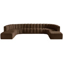 Meridian Arc Brown Velvet 10 pc Modular Sectional IMAGE 5