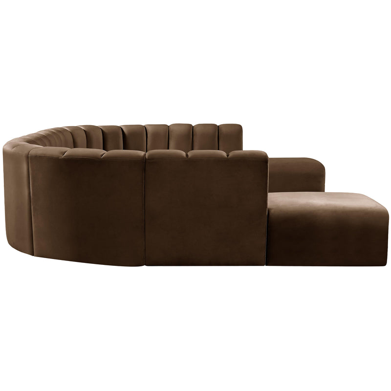 Meridian Arc Brown Velvet 10 pc Modular Sectional IMAGE 6