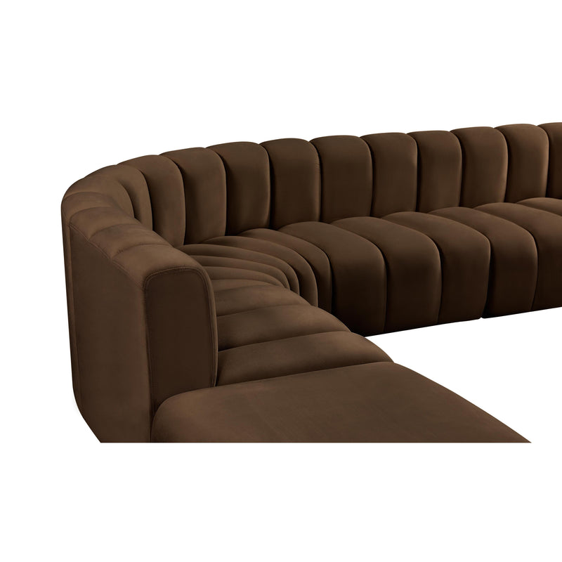 Meridian Arc Brown Velvet 10 pc Modular Sectional IMAGE 8