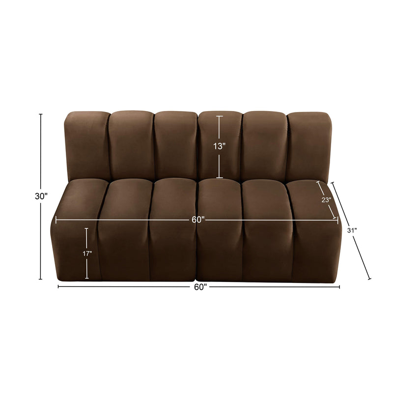 Meridian Arc Brown Velvet 2 pc Modular Sectional IMAGE 10