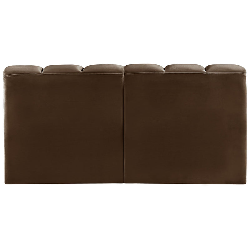 Meridian Arc Brown Velvet 2 pc Modular Sectional IMAGE 3