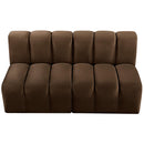 Meridian Arc Brown Velvet 2 pc Modular Sectional IMAGE 4