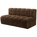 Meridian Arc Brown Velvet 2 pc Modular Sectional IMAGE 6