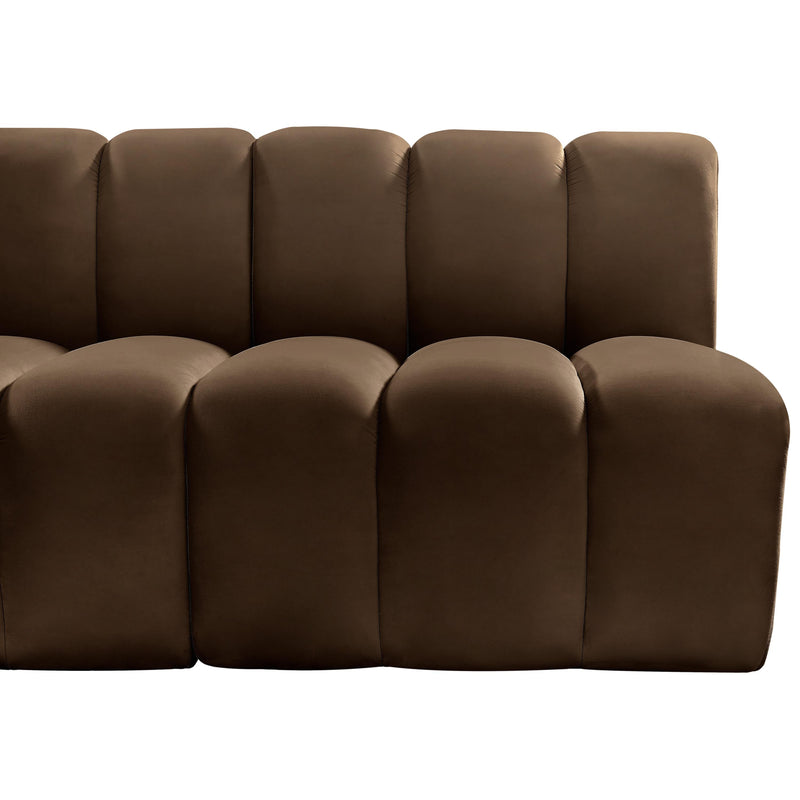 Meridian Arc Brown Velvet 2 pc Modular Sectional IMAGE 8