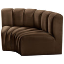 Meridian Arc Brown Velvet 2 pc Modular Sectional IMAGE 5