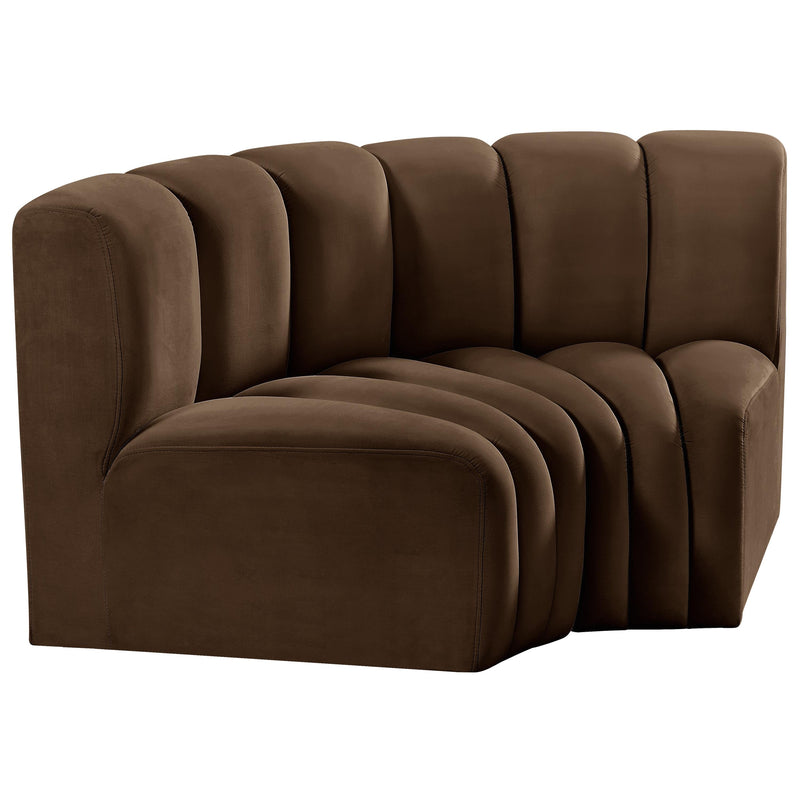 Meridian Arc Brown Velvet 2 pc Modular Sectional IMAGE 5