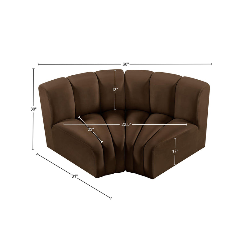 Meridian Arc Brown Velvet 2 pc Modular Sectional IMAGE 9