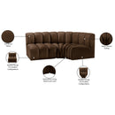 Meridian Arc Brown Velvet 3 pc Modular Sectional IMAGE 10