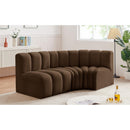 Meridian Arc Brown Velvet 3 pc Modular Sectional IMAGE 2