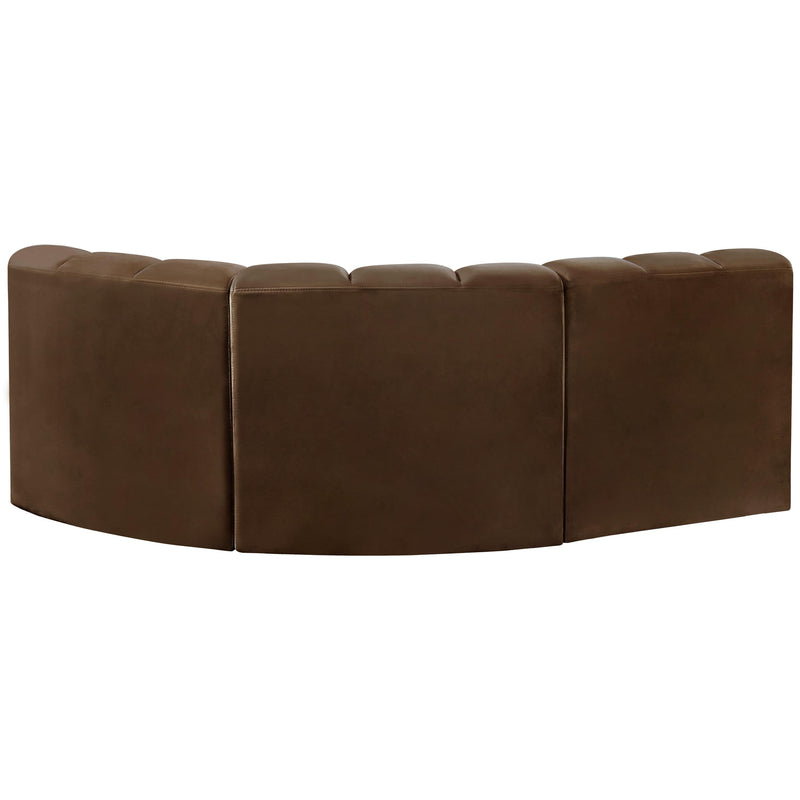 Meridian Arc Brown Velvet 3 pc Modular Sectional IMAGE 3