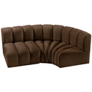 Meridian Arc Brown Velvet 3 pc Modular Sectional IMAGE 4