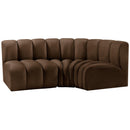 Meridian Arc Brown Velvet 3 pc Modular Sectional IMAGE 5
