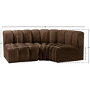 Meridian Arc Brown Velvet 3 pc Modular Sectional IMAGE 9
