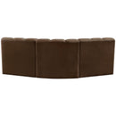 Meridian Arc Brown Velvet 3 pc Modular Sectional IMAGE 3