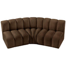 Meridian Arc Brown Velvet 3 pc Modular Sectional IMAGE 4
