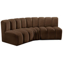 Meridian Arc Brown Velvet 3 pc Modular Sectional IMAGE 5