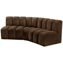 Meridian Arc Brown Velvet 3 pc Modular Sectional IMAGE 6