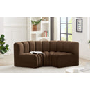 Meridian Arc Brown Velvet 3 pc Modular Sectional IMAGE 2