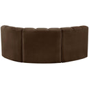 Meridian Arc Brown Velvet 3 pc Modular Sectional IMAGE 3
