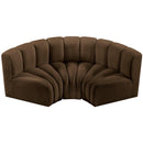 Meridian Arc Brown Velvet 3 pc Modular Sectional IMAGE 4