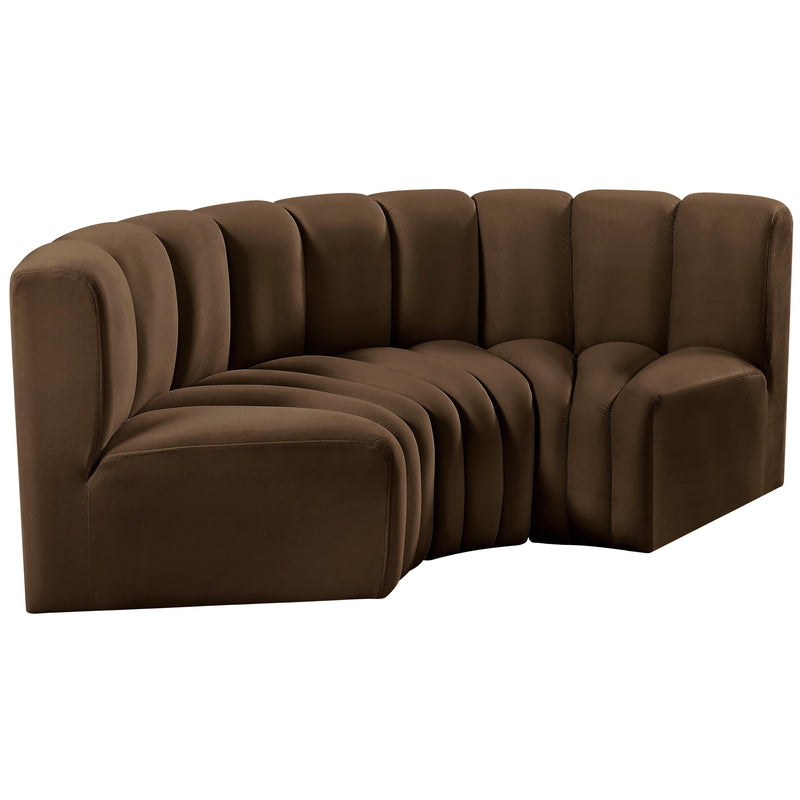 Meridian Arc Brown Velvet 3 pc Modular Sectional IMAGE 5