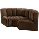 Meridian Arc Brown Velvet 3 pc Modular Sectional IMAGE 6