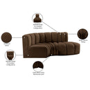 Meridian Arc Brown Velvet 3 pc Modular Sectional IMAGE 10
