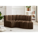Meridian Arc Brown Velvet 3 pc Modular Sectional IMAGE 2