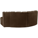 Meridian Arc Brown Velvet 3 pc Modular Sectional IMAGE 3