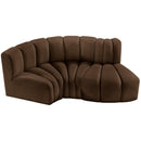 Meridian Arc Brown Velvet 3 pc Modular Sectional IMAGE 4