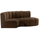 Meridian Arc Brown Velvet 3 pc Modular Sectional IMAGE 5