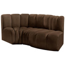 Meridian Arc Brown Velvet 3 pc Modular Sectional IMAGE 6