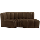 Meridian Arc Brown Velvet 3 pc Modular Sectional IMAGE 8