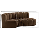 Meridian Arc Brown Velvet 3 pc Modular Sectional IMAGE 9