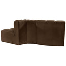Meridian Arc Brown Velvet 3 pc Modular Sectional IMAGE 3