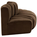 Meridian Arc Brown Velvet 3 pc Modular Sectional IMAGE 5