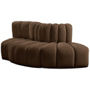 Meridian Arc Brown Velvet 3 pc Modular Sectional IMAGE 7