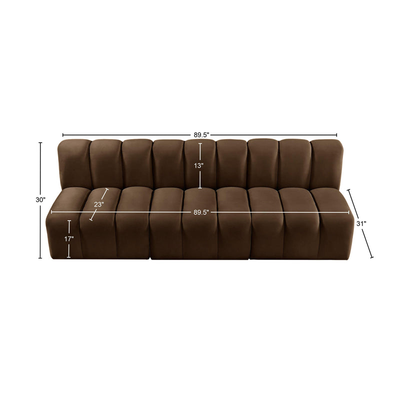 Meridian Arc Brown Velvet 3 pc Modular Sectional IMAGE 10