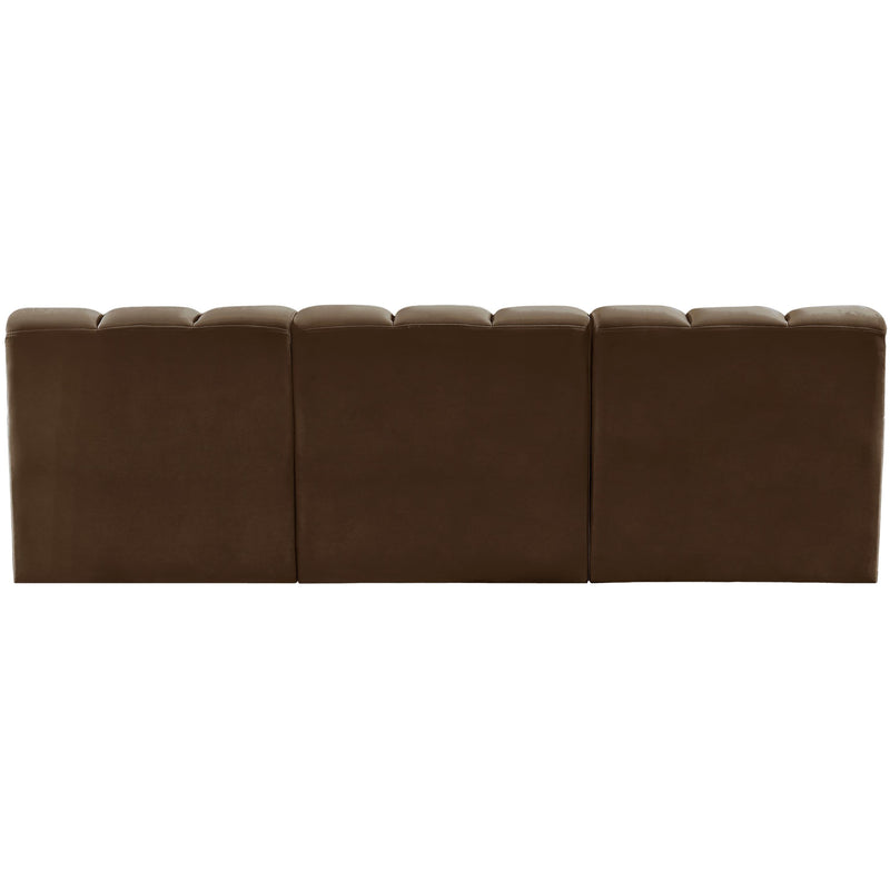 Meridian Arc Brown Velvet 3 pc Modular Sectional IMAGE 3