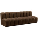 Meridian Arc Brown Velvet 3 pc Modular Sectional IMAGE 5