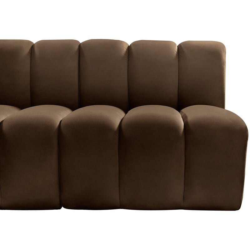 Meridian Arc Brown Velvet 3 pc Modular Sectional IMAGE 8